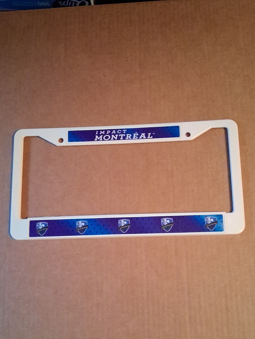 License Plate Frame - Blue/White
